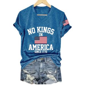 Womens No Kings In America Printed Casual T Shirt3