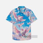 Fantasy Winged Pigs Printing Breast Pocket Short Sleeve Shirt
