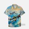 Fighter Series Fighters And The Seaside Printing Breast Pocket Short Sleeve Shirt