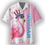 Flamingos Freedom 4th Of July Custom Name Hawaiian Shirt