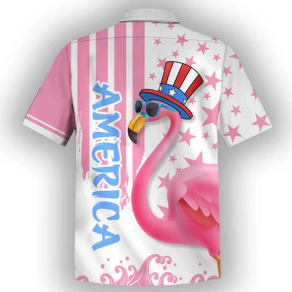 Flamingos Freedom 4th Of July Custom Name Hawaiian Shirt Flamingos Freedom 4th Of July Custom Name Hawaiian Shirt