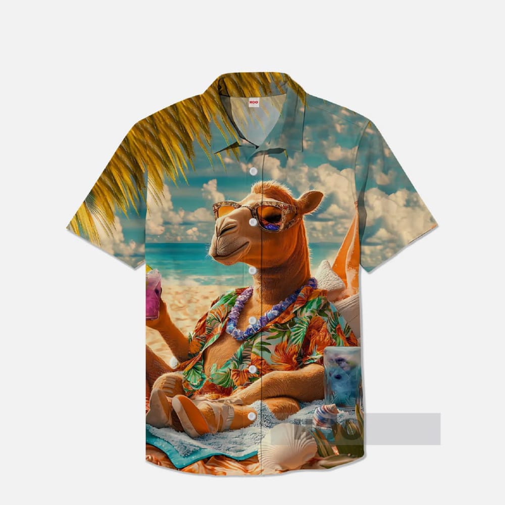 Funny Animals Hawaiian Sunbathing Horse Printing Short Sleeve Shirt Funny Animals Hawaiian Sunbathing Horse Printing Short Sleeve Shirt