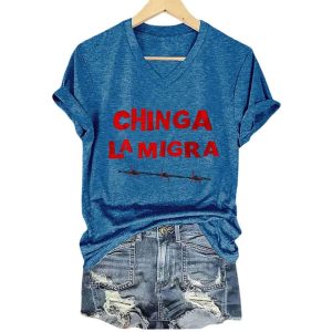 Chinga La Migra Barbed Wire Border Shirt1
