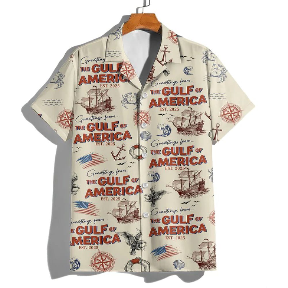 Greeting From The Gulf Of America Est 2025 Beach Aloha Shirt Greeting From The Gulf Of America Est 2025 Beach Aloha Shirt