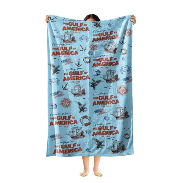 Greeting From The Gulf Of America Est 2025 Beach Towel