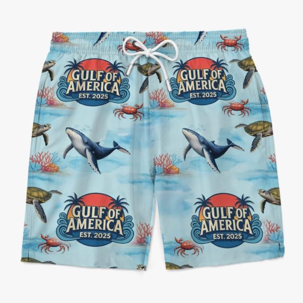 Gulf Of America Est 2025 Sharks Don’t Apologize Beach Shorts
