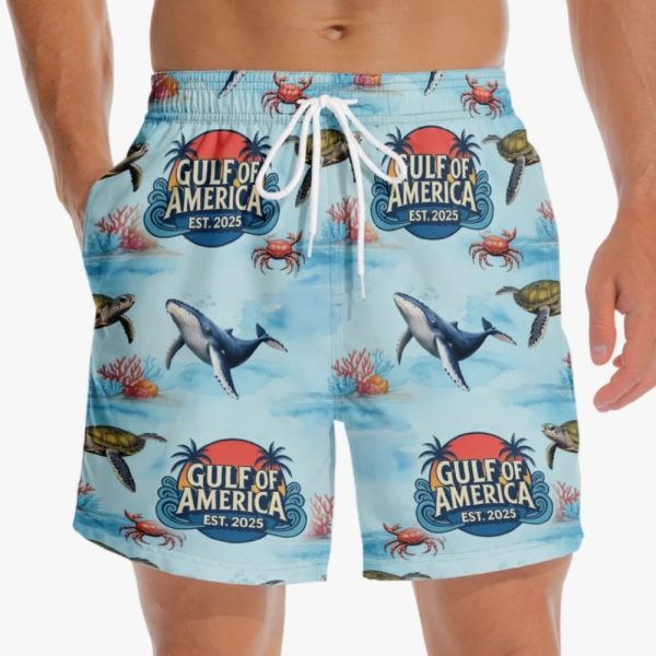 Gulf Of America Est 2025 Sharks Don’t Apologize Beach Shorts