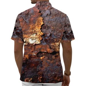 Vintage Distressed Rust Print Mens Pocket Short Sleeve Shirts1