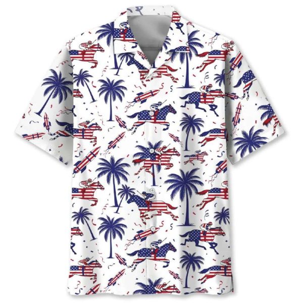Horse Racing Proud Of America Hawaiian Shirt