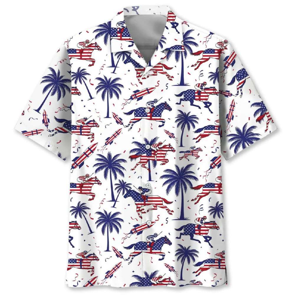 Horse Racing Proud Of America Hawaiian Shirt Horse Racing Proud Of America Hawaiian Shirt