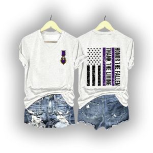 Purple Heart Day Purple Heart Honor The Fallen Thank The Living Shirt2