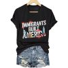 Immigrants Built America Print V Neck T-shirt