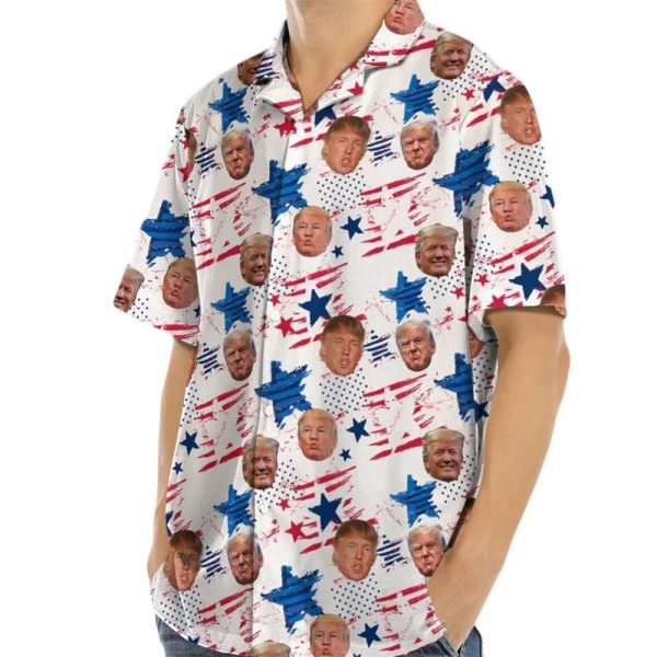 Independence Day American Donald Trump Face Hawaiian Shirt