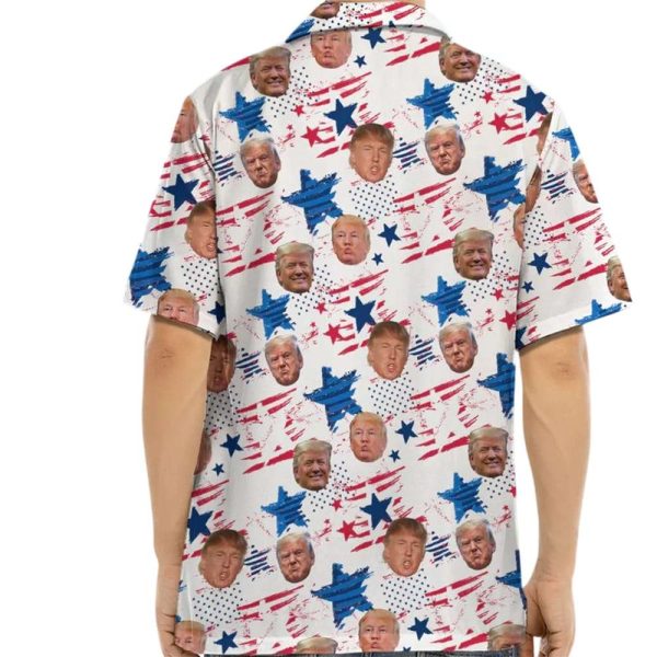 Independence Day American Donald Trump Face Hawaiian Shirt
