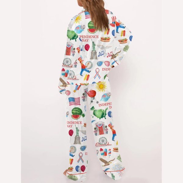 Independence Day Celebration Watercolor Silky Satin Pajama Set