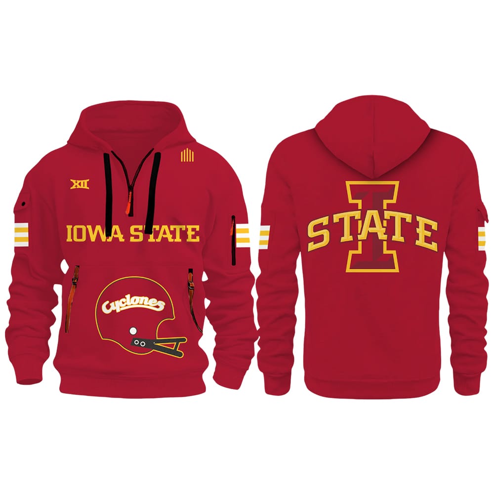 Iowa State Football 2025 Quarter Zip Hoodie Iowa State Football 2025 Quarter Zip Hoodie
