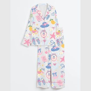 Coastal Preppy Girl Summer Beach Coquette Girly Summer Beach Ocean Pajama Set2