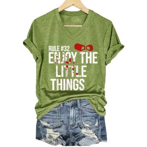 Rule #32 Blood Stains Enjoy The Little Things Print T-Shirt 2 Rule 32 Blood Stains Enjoy The Little Things Print T Shirt2