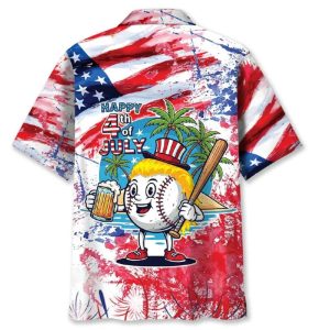 Beer Baseball Happy 4th July Hawaiian Shirt1