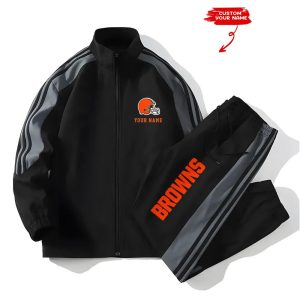 Browns Football Unisex Style Versatile Sports Set Jacket And Pants1