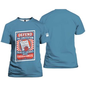 V Neck Defend The Constitution From All Enemies Both Foreign And Domestic Print T Shirt 2