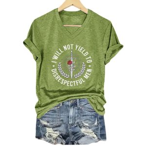 Retro I Will Not Yield To Disrespectful Men Print T Shirt1