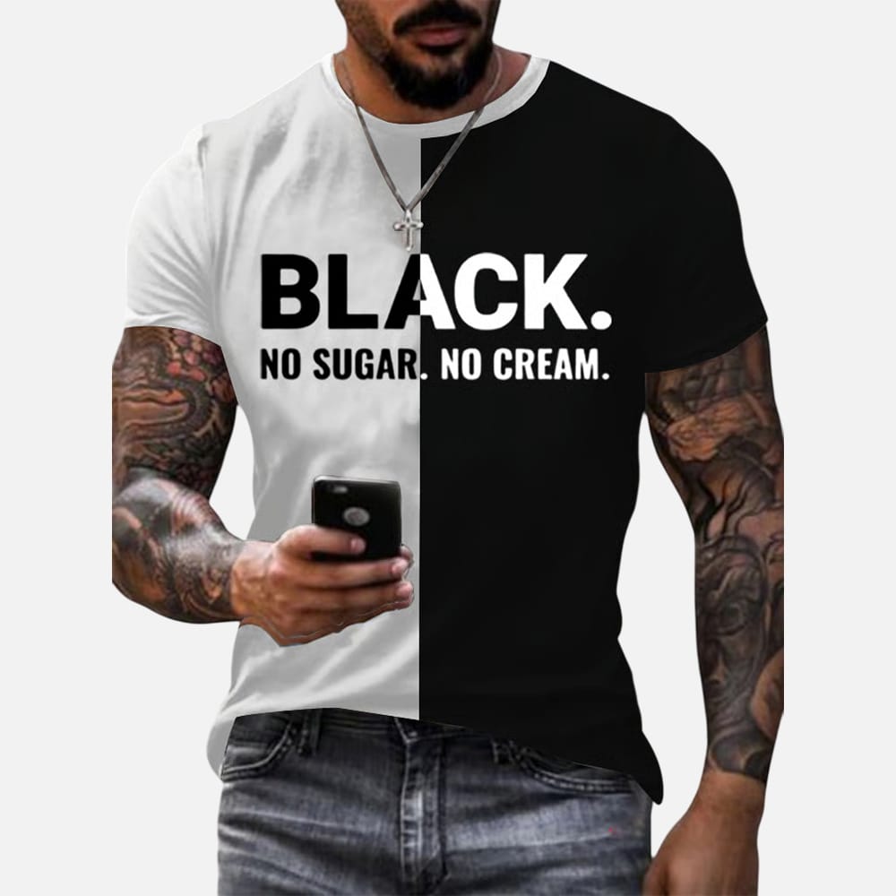 Mens Black No Sugar No Cream Print T shirt Men's Black No Sugar No Cream Print T-shirt