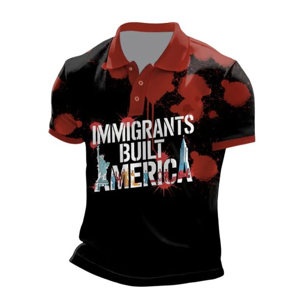 Men’s Immigrants Built America Print Polo Shirt