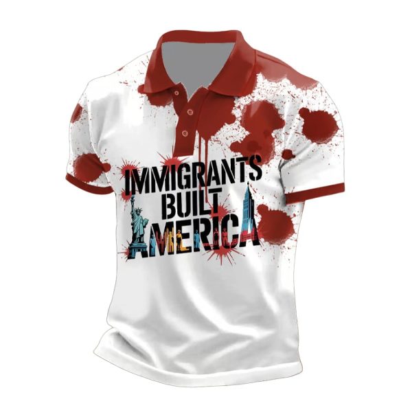 Men’s Immigrants Built America Print Polo Shirt