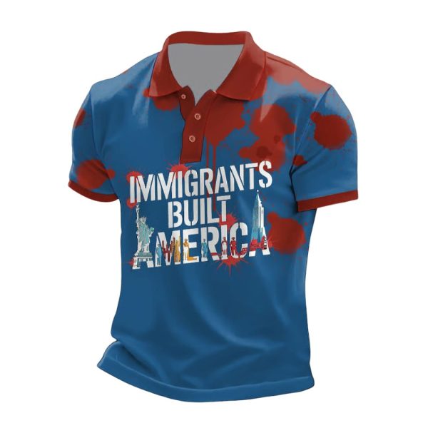 Men’s Immigrants Built America Print Polo Shirt
