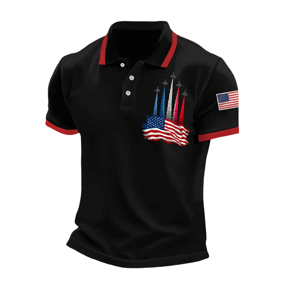 Mens Independence Day American Flag Jet Planes Print Casual Top Men's Independence Day American Flag Jet Planes Print Casual Top