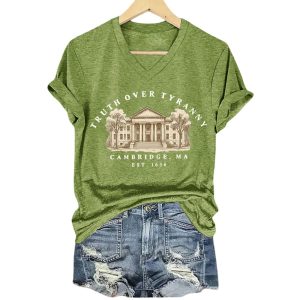 Retro Truth Over Tyranny Est 1636 Cambridge Ma Print T Shirt2