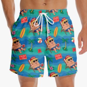Trump Greeting From The Gulf Of America Flip Flops Palm Trees Liberty Breeze Beach Shorts2