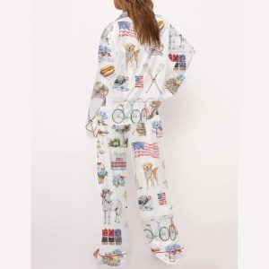 4th Of July Silky Satin Pajama Set For Women3