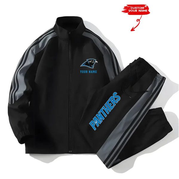 Panthers Football Unisex Style Versatile Sports Set Jacket And Pants