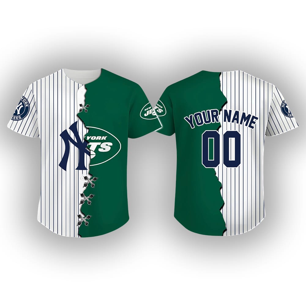 Personalized NY Yankees x Jets Baseball Jersey Personalized NY Yankees x Jets Baseball Jersey