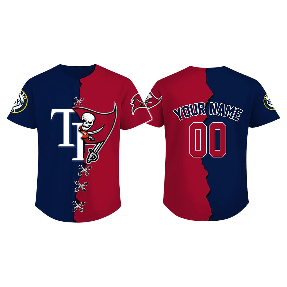 Personalized Tampa Bay Rays x Buccaneers Baseball Jersey Personalized Tampa Bay Rays x Buccaneers Baseball Jersey