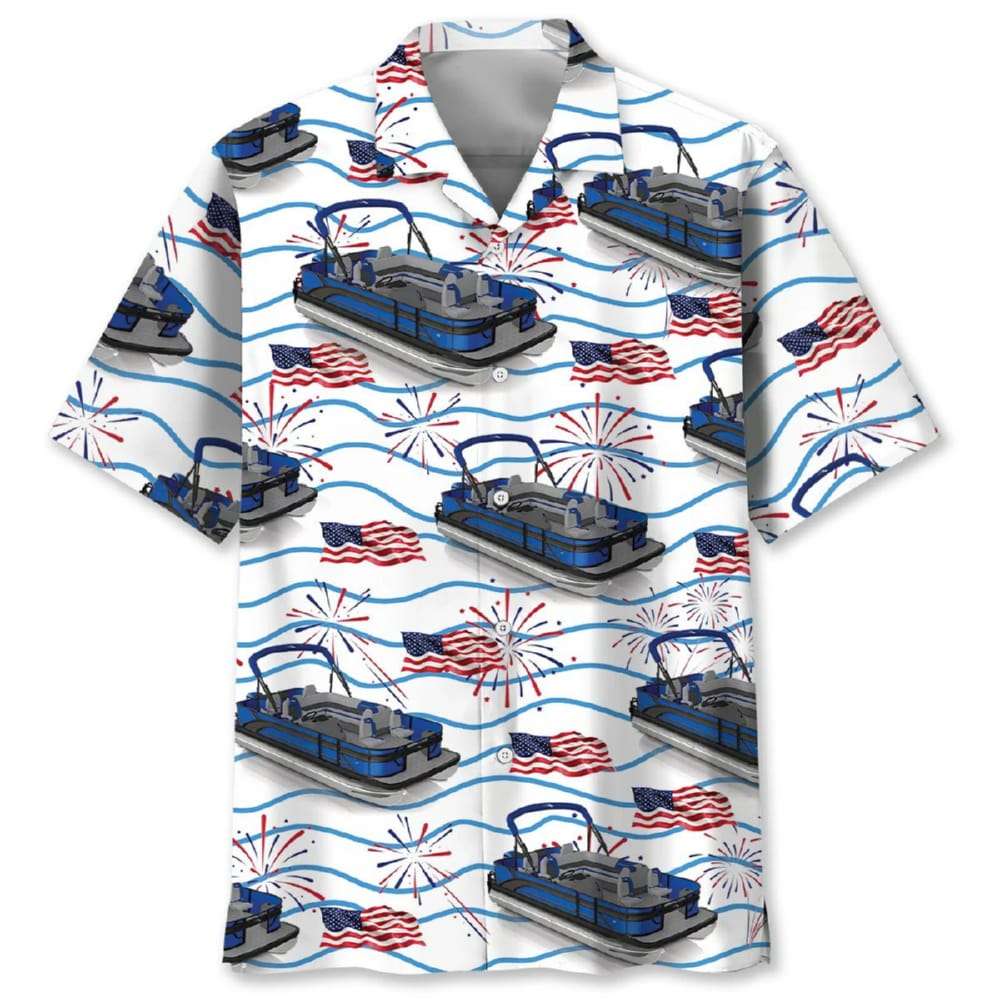 Pontoon Fireworks USA Hawaiian Shirt Pontoon Fireworks USA Hawaiian Shirt