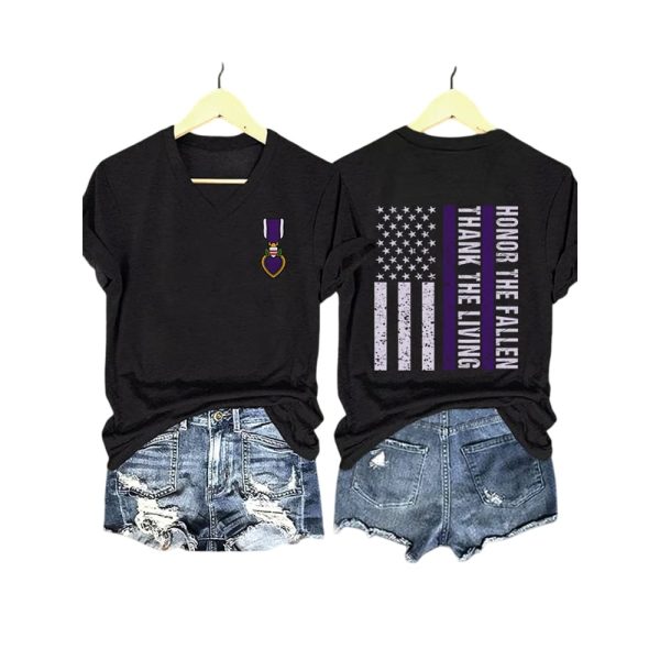 Purple Heart Day Purple Heart Honor The Fallen Thank The Living Shirt