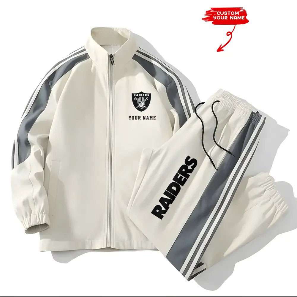 Raiders Football Unisex Style Versatile Sports Set Jacket And Pants Raiders Football Unisex Style Versatile Sports Set Jacket And Pants