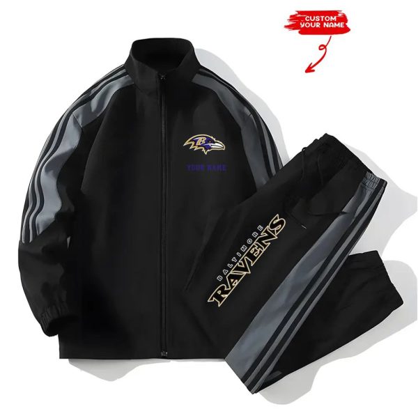 Ravens Football Unisex Style Versatile Sports Set Jacket And Pants