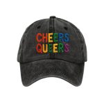 Retro LGBTQ+ Pride Cheers Queers Print Baseball Cap