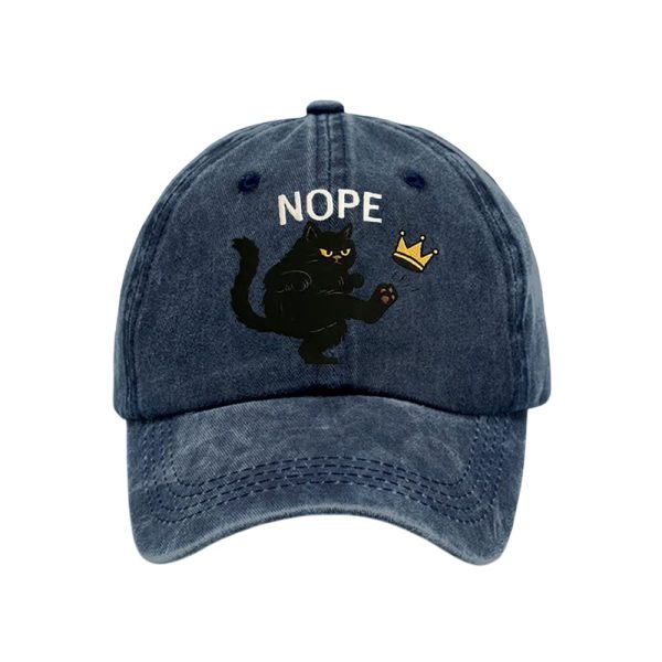 Retro No Kings In America Cat Crown Nope Baseball Cap