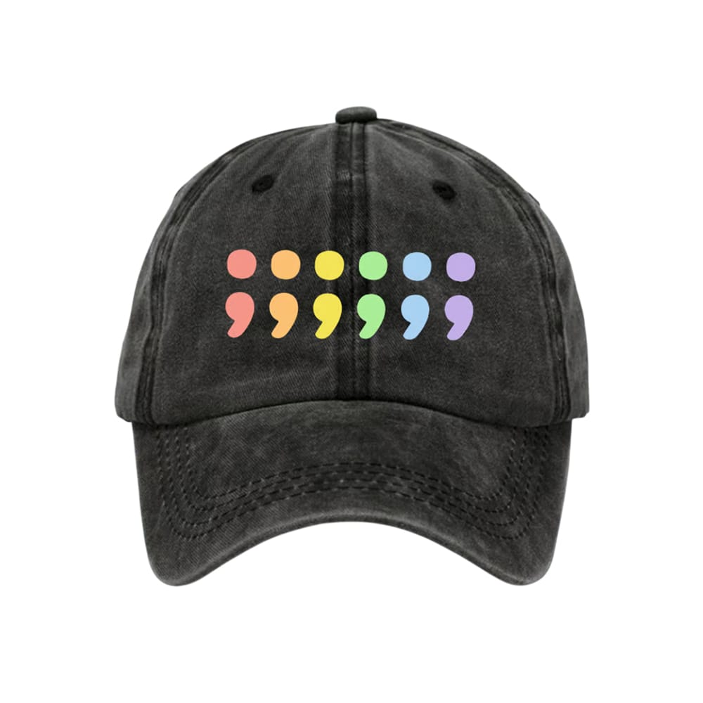Retro Pride Mental Health Semicolon Suicide Prevention Print Baseball Cap Retro Pride Mental Health Semicolon Suicide Prevention Print Baseball Cap