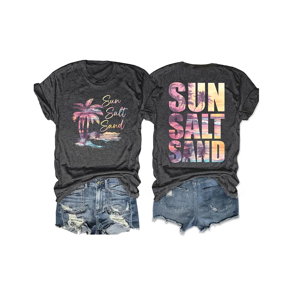 Retro Summer Sun Salt Sand Two Sided T shirt Retro Summer Sun Salt Sand Two-Sided T-shirt