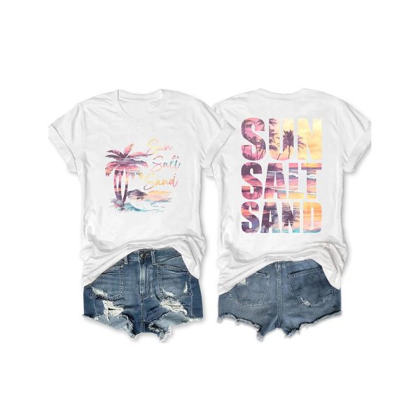 Retro Summer Sun Salt Sand Two-Sided T-shirt