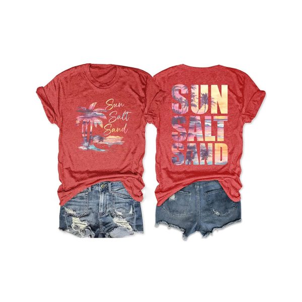 Retro Summer Sun Salt Sand Two-Sided T-shirt