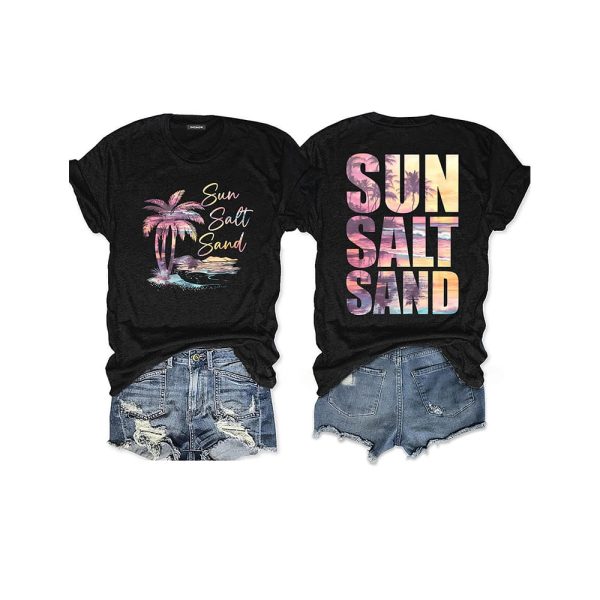 Retro Summer Sun Salt Sand Two-Sided T-shirt