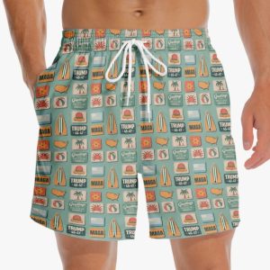 Trump 45 47 Stars Stripes Summer Vibes Beach Shorts2