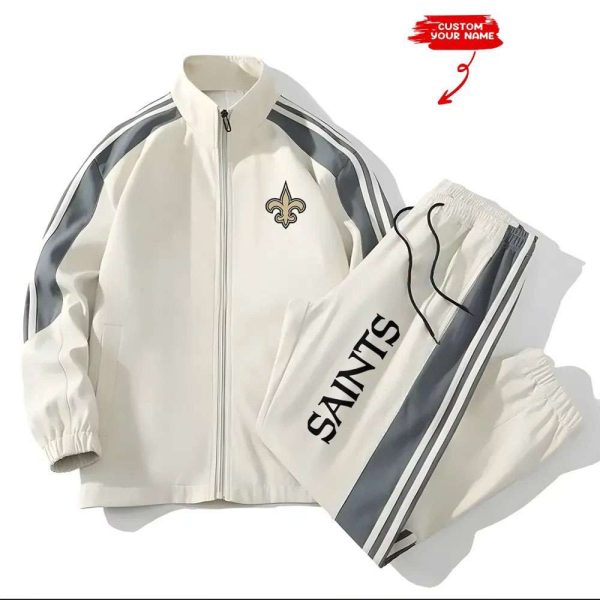 Saints Football Unisex Style Versatile Sports Set Jacket And Pants